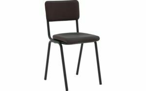 Afbeelding van een Goossens Eetkamerstoel Chaplin donkerbruin leer leuning, urban industrieel