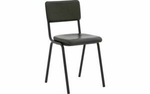 Afbeelding van een Goossens Eetkamerstoel Chaplin groen leer leuning, urban industrieel