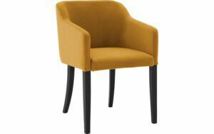 Afbeelding van een Goossens Eetkamerstoel Peda geel velvet stof met armleuning, elegant chic
