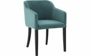 Afbeelding van een Goossens Eetkamerstoel Peda groen velvet stof met armleuning, elegant chic