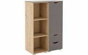 Afbeelding van een Goossens Commode Peder, 1 deur 2 laden met 4 vakken, 80 cm breed x 119 cm hoog