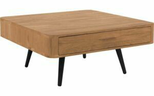 Afbeelding van een Goossens Salontafel Bjarte vierkant, hout eiken blank, stijlvol landelijk, 90 x 40 x 90 cm