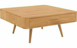 Afbeelding van een Goossens Salontafel Bjarte vierkant, hout eiken blank, stijlvol landelijk, 90 x 40 x 90 cm