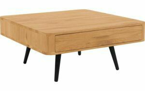 Afbeelding van een Goossens Salontafel Bjarte vierkant, hout eiken blank, stijlvol landelijk, 90 x 40 x 90 cm
