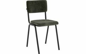 Afbeelding van een Goossens Eetkamerstoel Chaplin groen velvet stof leuning, urban industrieel