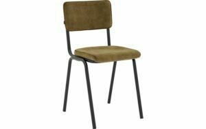Afbeelding van een Goossens Eetkamerstoel Chaplin groen velvet stof leuning, urban industrieel