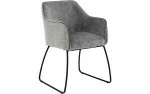 Afbeelding van een Goossens Eetkamerstoel Lisbet grijs stof met armleuning, elegant chic