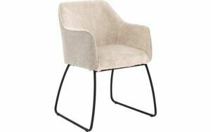 Afbeelding van een Goossens Eetkamerstoel Lisbet beige stof met armleuning, elegant chic