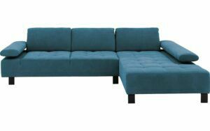 Afbeelding van een Goossens Bank Alvin blauw, stof, 3-zits, modern design met chaise longue rechts
