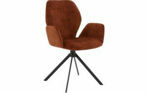 Afbeelding van een Goossens Eetkamerstoel Hera koper velvet stof met armleuning, modern design