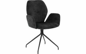 Afbeelding van een Goossens Eetkamerstoel Hera antraciet velvet stof met armleuning, modern design