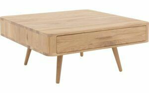 Afbeelding van een Goossens Salontafel Bjarte vierkant, hout eiken wit, stijlvol landelijk, 90 x 40 x 90 cm