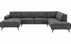 Afbeelding van een Goossens Hoekbank Hercules donkergrijs, microvezel, 2,5-zits, modern design met ligelement rechts