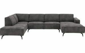 Afbeelding van een Goossens Hoekbank Hercules donkergrijs, microvezel, 2,5-zits, modern design met ligelement links