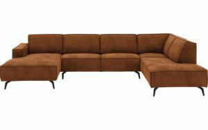 Afbeelding van een Goossens Hoekbank Hercules bruin, microvezel, 2,5-zits, modern design met ligelement rechts