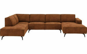Afbeelding van een Goossens Hoekbank Hercules bruin, microvezel, 2,5-zits, modern design met ligelement links