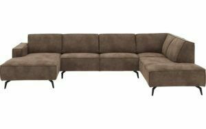 Afbeelding van een Goossens Hoekbank Hercules bruin, microvezel, 2,5-zits, modern design met ligelement rechts