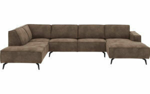 Afbeelding van een Goossens Hoekbank Hercules bruin, microvezel, 2,5-zits, modern design met ligelement links