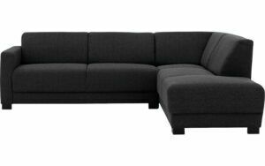 Afbeelding van een Goossens Bank My Style zwart, stof, 2,5-zits, stijlvol landelijk met chaise longue rechts
