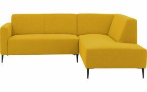 Afbeelding van een Goossens Bank Key West geel, stof, 2-zits, modern design met ligelement rechts