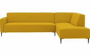 Afbeelding van een Goossens Bank Key West geel, stof, 3-zits, modern design met ligelement rechts