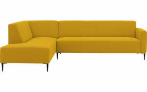 Afbeelding van een Goossens Bank Key West geel, stof, 3-zits, modern design met ligelement links