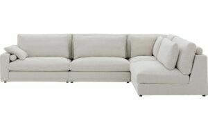 Afbeelding van een Goossens Hoekbank Odette wit, stof, 1,5-zits, stijlvol landelijk