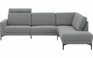 Afbeelding van een Goossens Hoekbank Dallas lichtgrijs, stof, 1,5-zits, modern design met ligelement rechts