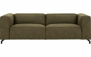 Afbeelding van een Goossens Bank Calvin groen, micro leer, 3,5-zits, modern design