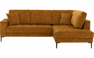 Afbeelding van een Goossens Bank Coco geel, stof, 3-zits, stijlvol landelijk met ligelement rechts