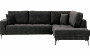 Afbeelding van een Goossens Bank Coco zwart, stof, 2-zits, stijlvol landelijk met ligelement rechts