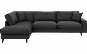 Afbeelding van een Goossens Bank Jonas grijs, micro leer, 3,5-zits, urban industrieel met ligelement links