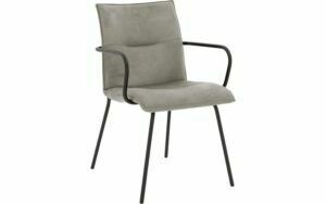 Afbeelding van een Goossens Eetkamerstoel Milan grijs micro leer met armleuning, stijlvol landelijk