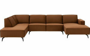 Afbeelding van een Goossens Hoekbank Hercules bruin, stof, 2,5-zits, modern design met ligelement links