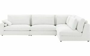 Afbeelding van een Goossens Hoekbank Odette wit, stof, 1,5-zits, stijlvol landelijk