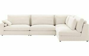 Afbeelding van een Goossens Hoekbank Odette wit, stof, 1,5-zits, stijlvol landelijk