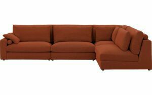 Afbeelding van een Goossens Hoekbank Odette rood, stof, 1,5-zits, stijlvol landelijk