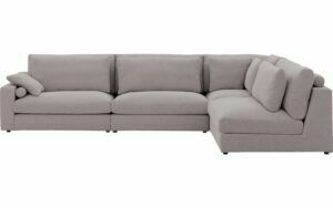 Afbeelding van een Goossens Hoekbank Odette lichtgrijs, stof, 1,5-zits, stijlvol landelijk