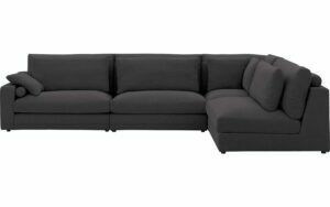 Afbeelding van een Goossens Hoekbank Odette donkergrijs, stof, 1,5-zits, stijlvol landelijk