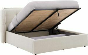 Afbeelding van een Goossens Gestoffeerd Bedframe Canon, 140 x 200 cm met storage, met 2x lattenbodem