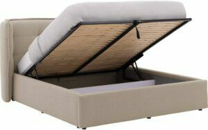 Afbeelding van een Goossens Gestoffeerd Bedframe Canon, 160 x 200 cm met storage, met 2x lattenbodem