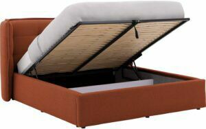 Afbeelding van een Goossens Gestoffeerd Bedframe Canon, 140 x 200 cm met storage, met 2x lattenbodem