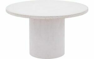 Afbeelding van een Goossens Salontafel Stone rond, beton wit, urban industrieel, 70 x 40 x 70 cm