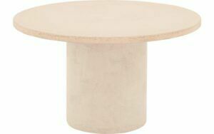 Afbeelding van een Goossens Salontafel Stone rond, beton beige, urban industrieel, 70 x 40 x 70 cm