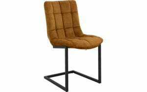 Afbeelding van een Goossens Eetkamerstoel Steven geel stof leuning, urban industrieel