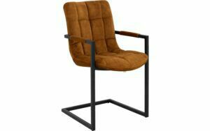 Afbeelding van een Goossens Eetkamerstoel Steven geel stof met armleuning, urban industrieel