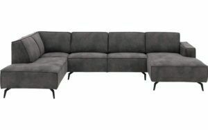 Afbeelding van een Goossens Hoekbank Hercules donkergrijs, microvezel, 2-zits, modern design met ligelement links