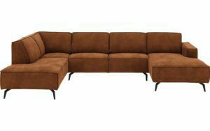 Afbeelding van een Goossens Hoekbank Hercules bruin, microvezel, 2-zits, modern design met ligelement links