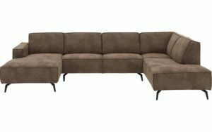 Afbeelding van een Goossens Hoekbank Hercules bruin, microvezel, 2-zits, modern design met ligelement rechts