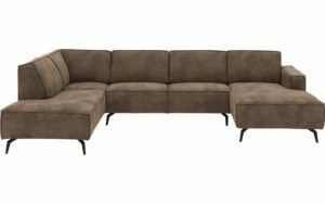 Afbeelding van een Goossens Hoekbank Hercules bruin, microvezel, 2-zits, modern design met ligelement links